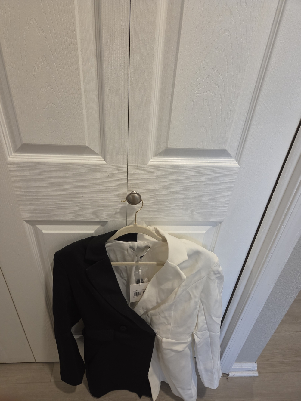 Endless Rose Black and White Colorblock Blazer/romper